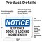 Signmission Exit Sign, Vinyl Decal, 10 in W, 7 in H, Exit Only Door Is Locked No Re-Entry OS-2PACK-NS-D-710-L-12226 - alternate 4